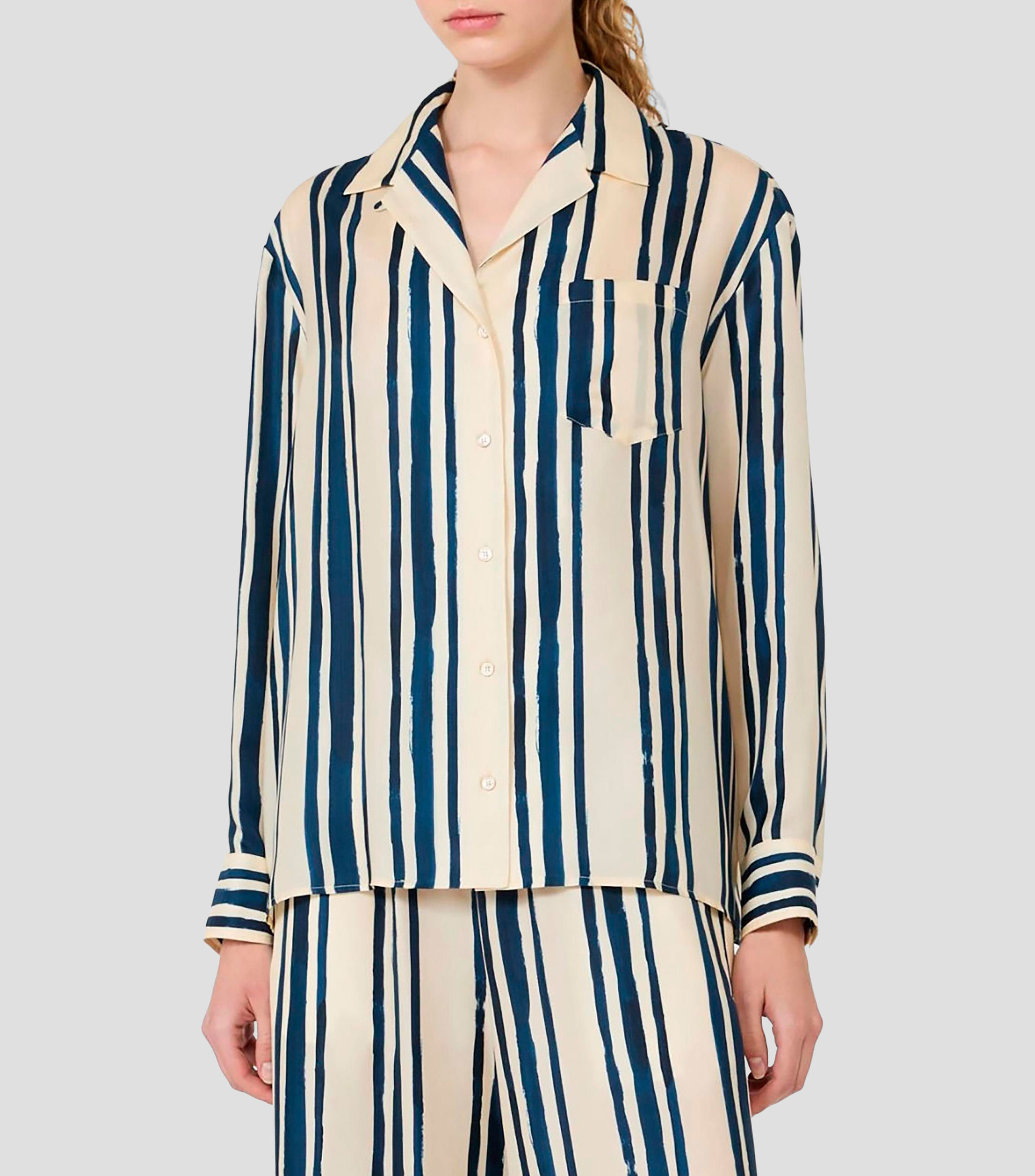 Camisa a rayas manga larga Mujer